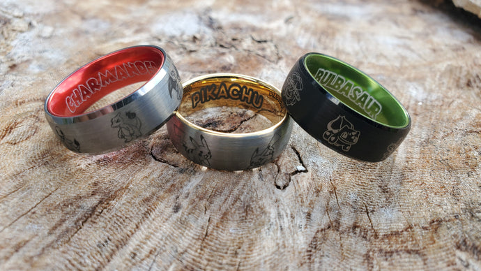 Pokemon rings - pokemon jewelry - pokemon go - bulbasaur - pikachu ring - charmander - pokeball - pokemon cosplay - pokemon gift - pokemon birthday-Juelz30