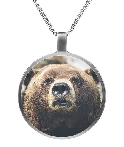 Bear face necklace Circle Necklace-Juelz30